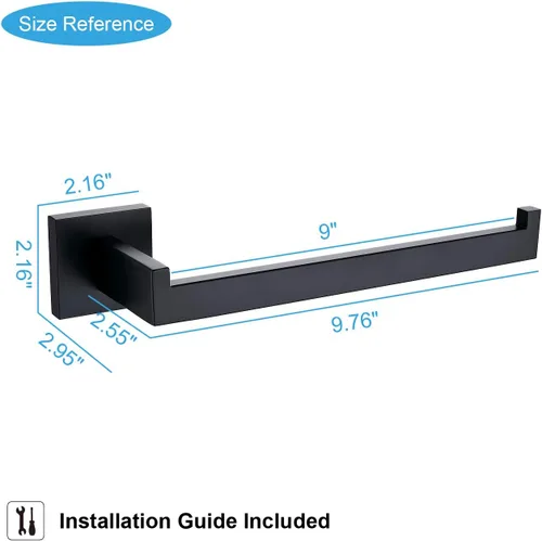 Miniatura 5 de TASTOS Soporte de toalla de mano premium de acero inoxidable, anillo de toalla de mano cuadrado de alta resistencia montado en la pared, barra