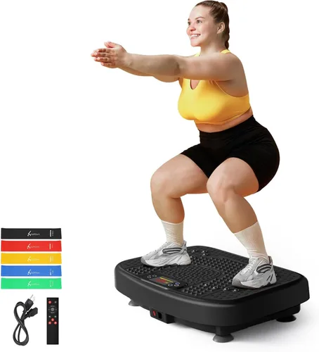 Miniatura 10 de SoftGym Waver Vibration Plate Exercise Machine for Lymphatic Drainage Weight Loss,120 Speed Levels Vibrating Platform with Resistance
