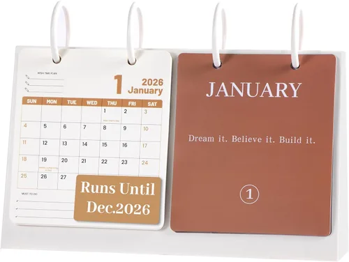 Miniatura 15 de Calendario de escritorio pequeño 2025-2026, de diciembre de 2025 a diciembre de 2026, calendario mensual decorativo para escritorio con citas Azul