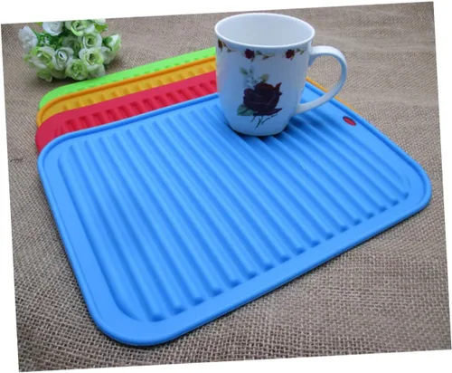 Miniatura 6 de Alfombrillas de secado de platos para mesa de comedor, alfombrilla de silicona, bandeja de drenaje, almohadilla de drenaje, almohadilla