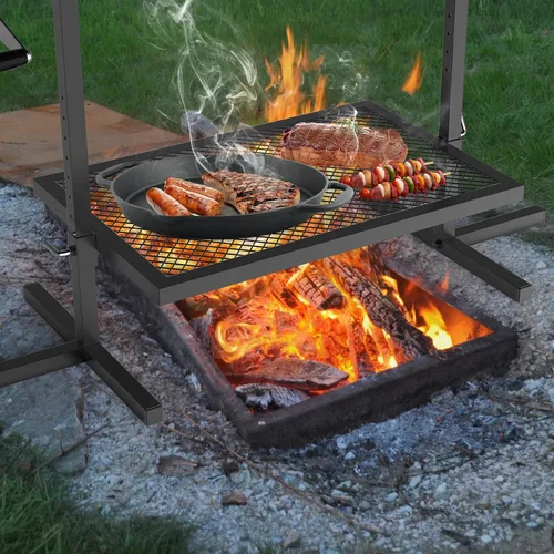 Miniatura 7 de Only Fire - Sistema de asador ajustable y asador, parrilla de campamento sobre fuego con rejilla de cocción para cocinar al aire libre con llama