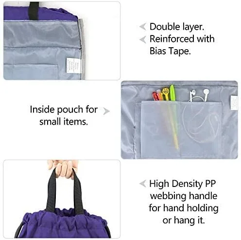 Miniatura 4 de Mochila con cordón, con estilo deportivo, bolsa de gimnasio para mujeres, hombres y niños, bolsa de gran tamaño con zíper y bolsillos de malla