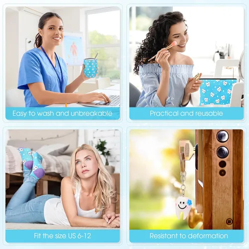 Miniatura 3 de Sliner Cna Week - Juego de 4 regalos para asistente dental higienista de 12 onzas, vaso de acero inoxidable con dientes azules, bolsa de cosméticos