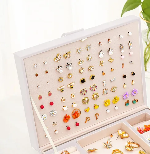 Miniatura 8 de Joyero para aretes para niñas, collares, anillos, caja organizadora de aretes para niñas, caja organizadora de aretes, caja organizadora de joyas