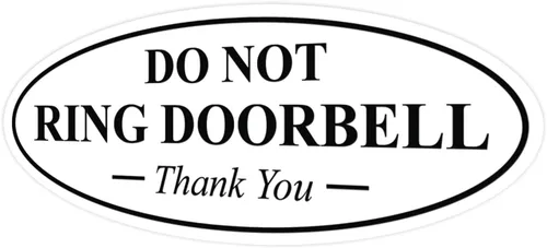 Miniatura 80 de All Quality Cartel de agradecimiento ovalado con texto en inglés «Do not Ring DOORBELL», color negro, pequeño, 1 paquete