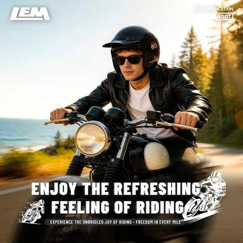 Miniatura 7 de LEM Medio casco de motocicleta, para hombres y mujeres, casco de motocicleta y scooter certificado DOT, estilo vintage para montar en crucero