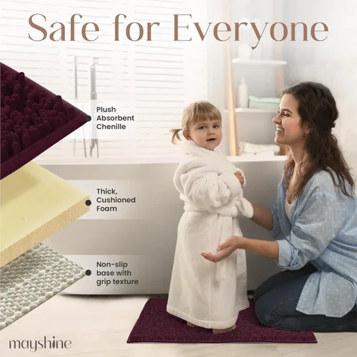 Miniatura 4 de MAYSHINE Alfombra de Baño de Chenilla Afelpada Suave Extra Suave, Súper Absorbente, Alfombra de Baño Antideslizante Microfibra Esponjosa