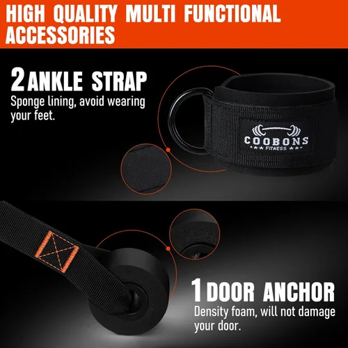 Miniatura 7 de Resistance Bands with Handles, 175lb Exercise Bands for Working Out, Fitness Bands, Workout Bands with Door Anchor and Ankle Straps, Physical