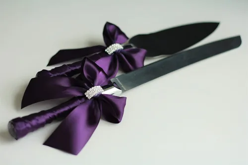 Miniatura 16 de Juego de servir pastel, juego de servidor de pastel de boda, cuchillo de boda y juego de servidor Azul marino