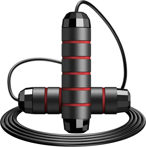 Jump Rope,Tangle-Free Rapid Speed Jump Rope with Ball Bearings for Men,Women and Kids,Adjustable Steel Skipping Rope with Ergonomic Foam Handles,A