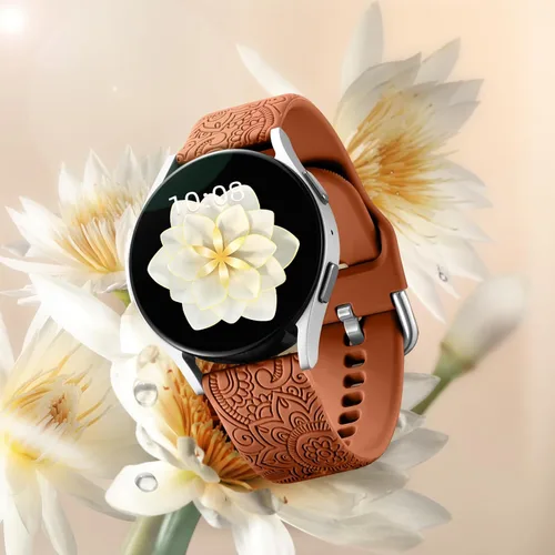 Miniatura 2 de Odbeai Compatible con correas de reloj Samsung, bandas grabadas florales compatibles con Galaxy Watch 6, correa de silicona suave, transpirable