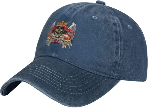 Sombrero de vaquero de moda para hombre y mujer, ajustable para cuatro estaciones, gorra de béisbol del infierno con ángel, azul marino, Azul marino