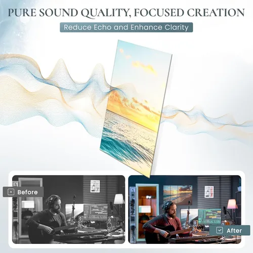 Miniatura 3 de Paquete de 8 paneles decorativos que absorben el sonido, arte de pared acústico de 48 x 32 pulgadas para decoración, paneles acústicos artísticos