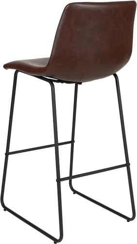 Miniatura 6 de Flash Furniture Reagan - Taburetes de bar LeatherSoft de 30 pulgadas con reposapiés, taburetes de barra de estilo moderno de mediados de siglo