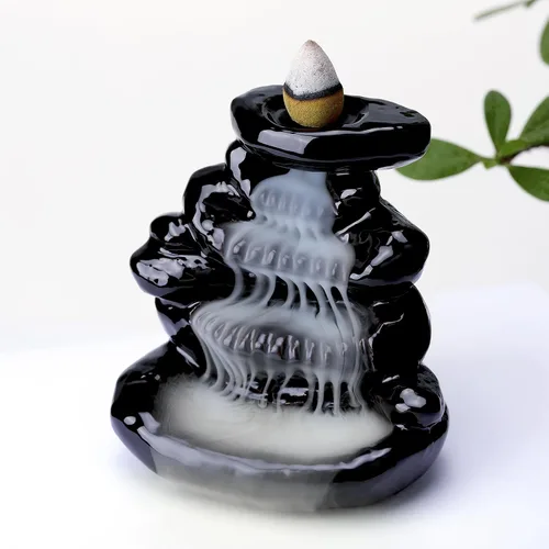 Miniatura 9 de Quemador de Incienso de Reflujo Mano de Buda, Quemador de Incienso Cascada, Fuente de Incienso de Cerámica Portaincienso de Buda, Quemador de Conos