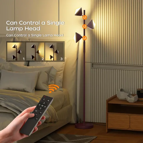 Miniatura 3 de Lámpara de pie LED de árbol, lámpara de pie alta regulable de 36 W con control remoto y táctil, 2700K-6500K 4 temperaturas de color, 3 luces LED