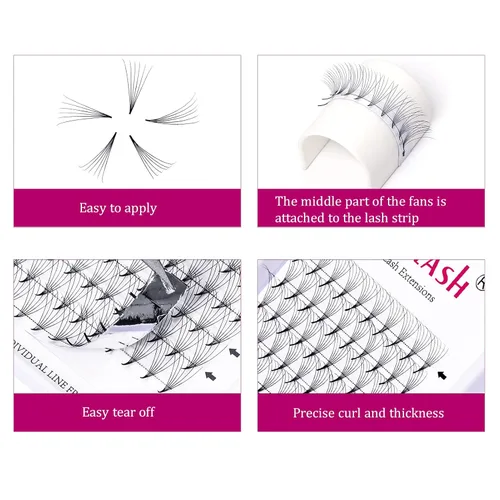 Miniatura 66 de Extensiones de Pestañas Rizo D 0.59-0.79 pulgadas Bandeja Mixta Seda Extensiones de Pestañas Clásicas Suministros Extensiones de Pestañas