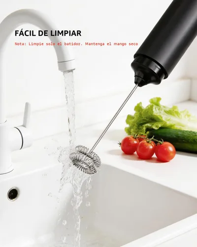 Miniatura 5 de CIRCLE JOY Espumador de leche recargable de mano, cabezal de batidor de doble bobina, espumador de café eléctrico, varilla espumadora de mano