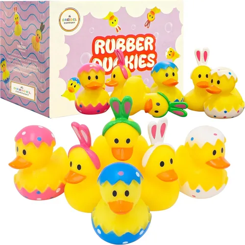 Pato de goma de Pascua, conejo, conejo, paquete de seis patitos para niños, huevos de Pascua, regalos de cumpleaños, baby showers, actividades de