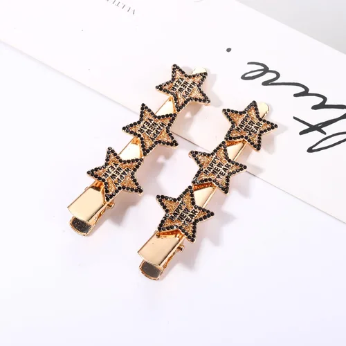 Miniatura 5 de Pinzas para el cabello con purpurina dorada y plateada para mujer, con diamantes de imitación, para fiestas, regalos (Año Nuevo 1, dorado)