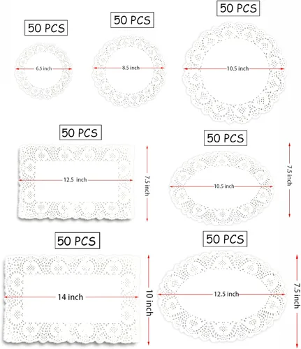 Miniatura 3 de 350 manteles individuales desechables de calidad alimentaria con encaje de papel que añaden elegancia a los platos de bandeja de servir, café