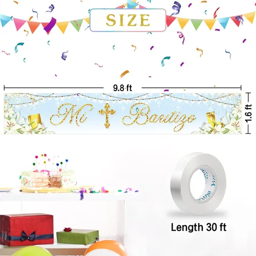 Miniatura 2 de Cartel grande de fondo Mi Bautizo, cartel de césped para fiesta de bautismo español, cartel de jardín para baby shower, fiesta de primera comunión