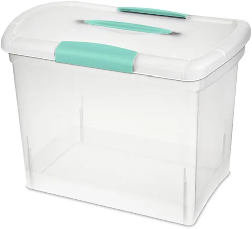Miniatura 2 de Sterilite Papelera apilable grande de almacenamiento ShowOffs, organizador con cierre con asa, caja de plástico para organización de archivos