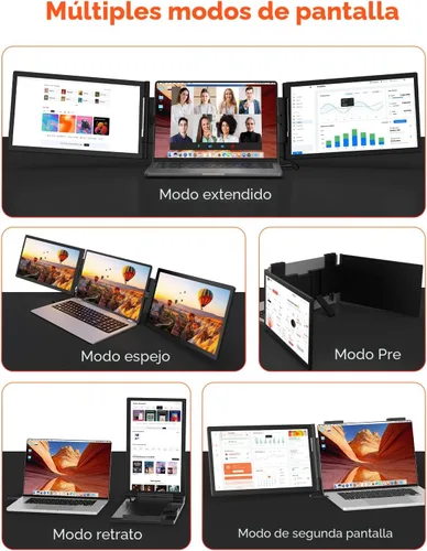 Miniatura 4 de HotYeah Extensor de pantalla para laptop, conexión de un cable (Windows y Mac), monitor portátil dual 1080P de 14 pulgadas, USB-C HDMI, pantalla