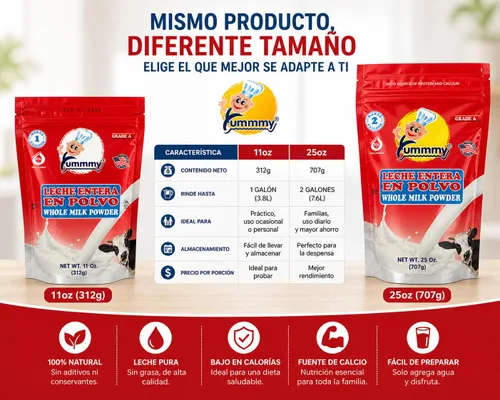 Miniatura 3 de LECHE ENTERA EN POLVO INSTANT 25 0Z - LECHE ENTERA INSTANTANEA EN POLVO 24.94 oz Certificado Kosher, fabricado en Estados Unidos