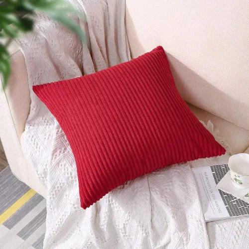 Miniatura 209 de Artscope Fundas de Almohada de Pana a Rayas Acogedoras Súper Suaves Decorativas Cuadradas Fundas de Cojín para Sofá Sillón Dormitorio Decoración