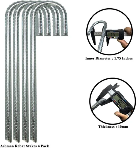 Miniatura 2 de Ashman - Anclaje de estaca de 12 pulgadas de largo (paquete de 4), ideal para asegurar animales, tiendas de campaña, toldos, cobertizos, puertos