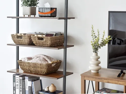 Miniatura 9 de StorageWorks Cestas de almacenamiento grandes tejidas a mano con asas de madera, cestas de mimbre de hierba marina para organizar, paquete de 2