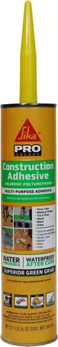 Adhesivo de construcción SikaBond, gris, poliuretano avanzado para exteriores. Sumergible en agua y resistente al agua, 10 onzas líquidas