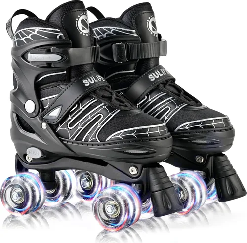 SULIFEEL - Patines ajustables para niños para niños de 3-5, 5-8, 6-12 años con ruedas iluminadas ajustables de 4 tamaños, el mejor regalo para niños
