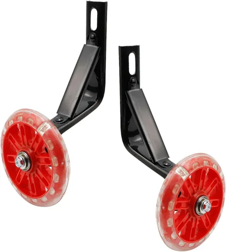 Miniatura 12 de Par de ruedas auxiliares de bicicleta para niños, accesorios para bicicletas de 12 "14" 16", ruedas de entrenamiento flash Negro