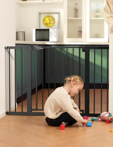 Miniatura 2 de Babelio - Puerta de bebé de 73-109 cm, con cierre automático, fácil de instalar, puerta de seguridad extra ancha para mascotas, Walk Thru