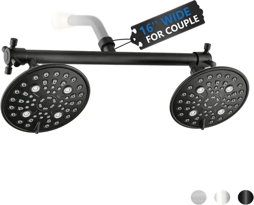 Miniatura 9 de Proox Cabezal de Ducha Doble con Válvula Integrada, Cabezal de Ducha Dual de Alta Presión con 6 Ajustes para Pareja en Baño con Camina o Individual