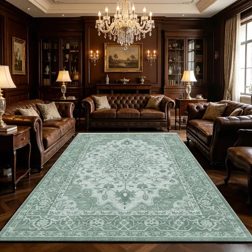 Miniatura 25 de Ukeler - Alfombra rústica con diseño floral para sala, dormitorio, comedor, Country rústico, Azul (luxury blue)