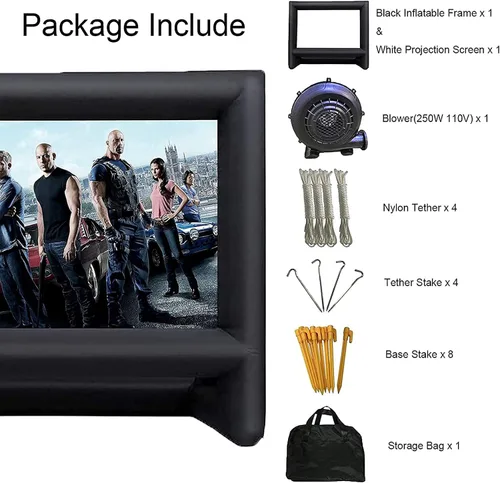 Miniatura 3 de Proyector inflable de 24 pies, pantalla de película para exteriores e interiores, pantalla de proyección de cine portátil, con soplador de aire