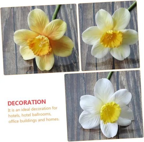 Miniatura 5 de ORFOFE 9 piezas de narcisos artificiales para fiesta, narcisos, flores de narciso, decoración del hogar, flor de narciso simulada, flor de narciso