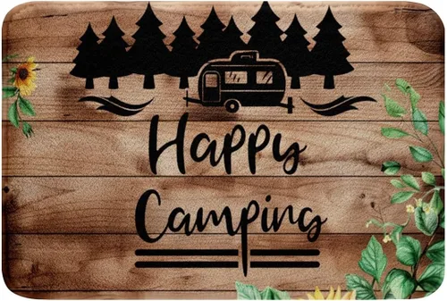 Miniatura 32 de Erosebridal Happy Camping - Tapete de baño para cámper, autocaravana, auto, alfombra de baño marrón de granja 3D, alfombra de baño con patas