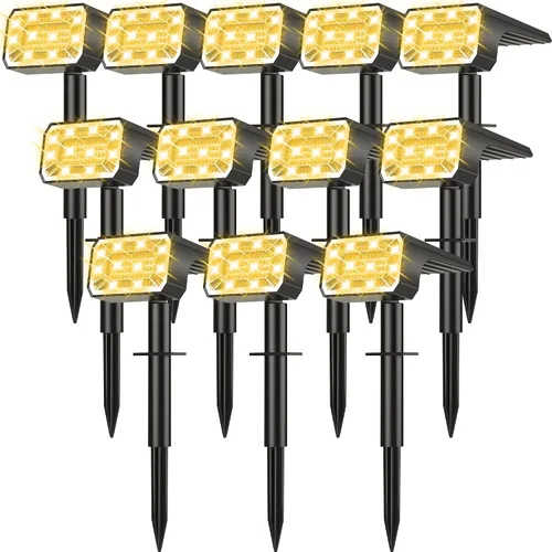 Miniatura 11 de Focos solares para exteriores, impermeables, IP65, [8 paquetes/100 LED/4 modos] 2 en 1, focos solares de paisaje, encendido/apagado automático