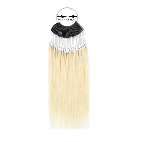 Miniatura 2 de Juego de 30 mechones por juego de muestras de cabello 100% humano, anillos de color para extensiones de cabello humano y muestra de teñido de Rubio