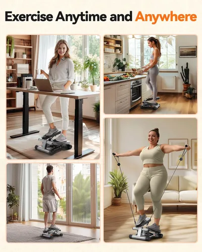 Miniatura 8 de Niceday Steppers para ejercicio, escalera con bandas de resistencia, mini stepper con capacidad de carga de 136 kg, stepper de fitness hidráulico