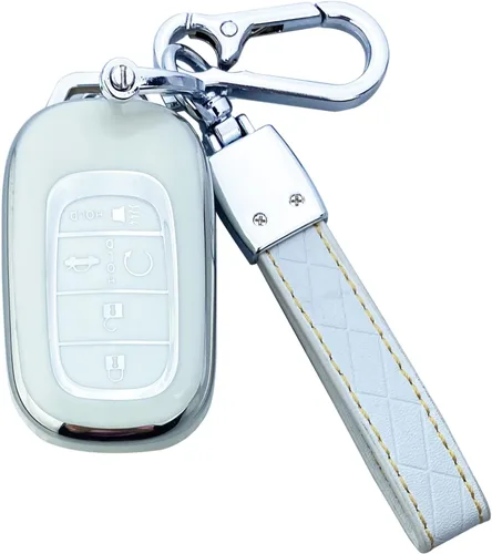 Funda para llavero compatible con Honda Civic Accord CR-V HR-V Pilot 2022 2023, llavero de TPU suave de protección completa, carcasa bonita (blanco)
