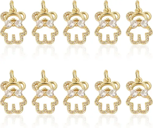 Miniatura 11 de Cheriswelry 10 dijes milagrosos de latón de oro de 18 quilates, circonita cúbica, para madre y maría, ovalados, de 0.51 a 0.79 pulgadas para Virgen