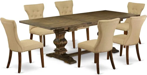 Miniatura 28 de East West Furniture LAGA11-78-03 - Juego de mesa de comedor de 11 piezas, incluye una mesa de comedor rectangular con hojas extraíbles y 10 sillas