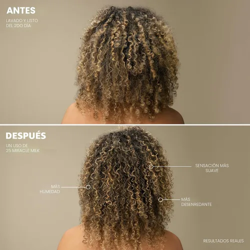 Miniatura 3 de Mizani 25 Benefit Miracle Milk - Acondicionador sin enjuague para cabello rizado, con aceite de coco, spray desenredante de rizos, protector térmico