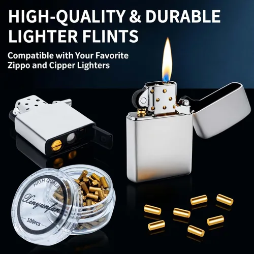 Miniatura 6 de 100 piezas de repuesto de pedernales de encendedor premium compatibles con encendedores Zippo y Clipper Chispas duraderas, de encendido rápido