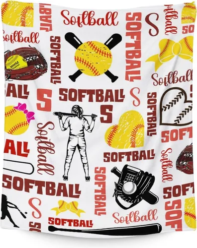 Miniatura 10 de COZYAURA Manta de sóftbol, regalos de equipo de sóftbol para niñas, mujeres y jugadores, 30 x 40 pulgadas, acogedoras mantas mullidas para sofá